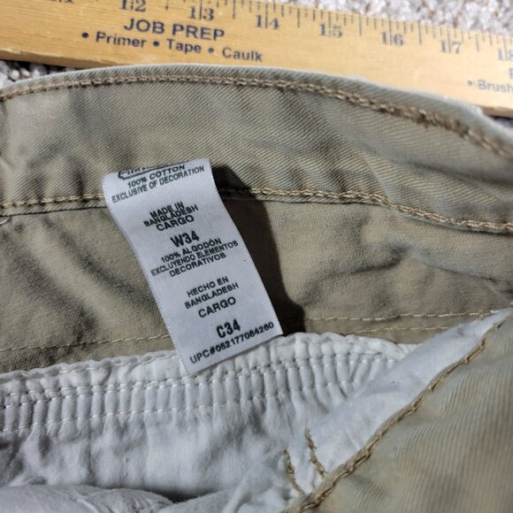 Signature by Levi Cargo Shorts Mens 34 Beige Multi Pocket Khak Utility - Picture 4 of 9